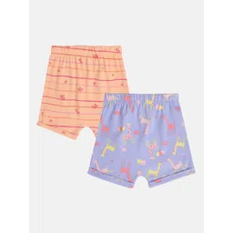 MINI KLUB Girls Pack of 2 Animal Printed Mid-Rise Regular Shorts-picture-52