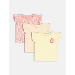 MINI KLUB Girls Pack Of 2 Baby Chick & Floral Printed Frill Sleeve Tops-picture-29