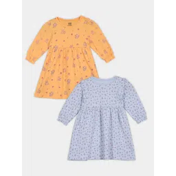 MINI KLUB Girls Pack Of 2 Floral Printed Cotton Fit & Flare Dress-picture-19
