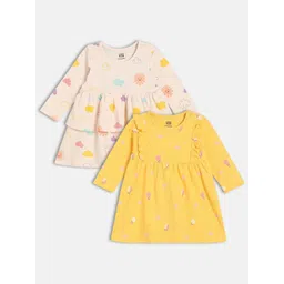 MINI KLUB Girls Pack Of 2 Floral Printed Round Neck Fit & Flare Dress-picture-16