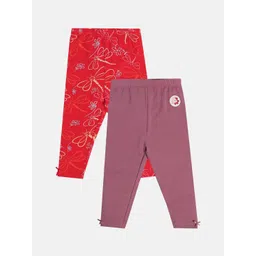 MINI KLUB Girls Pack Of 2 Printed Mis-Rise Ankle-Length Leggings-picture-28