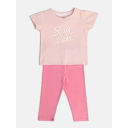 MINI KLUB Girls Pack Of 2 Printed Pure Cotton T-shirt With Leggings-picture-41