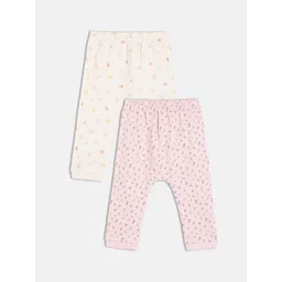 MINI KLUB Girls Pack Of 2 Regular Fit Floral Printed Cotton Trousers-picture-30