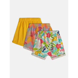 MINI KLUB Girls Pack of 3 Floral Printed Pure Cotton Shorts-picture-45