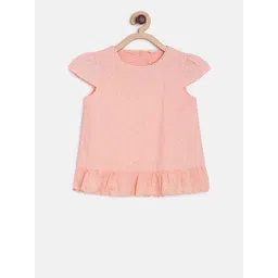 MINI KLUB Girls Peach-Coloured Printed Pure Cotton Top-picture-48