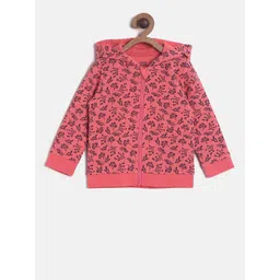 MINI KLUB Girls Pink & Black Printed Hooded Sweatshirt-picture-13