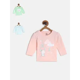 MINI KLUB Girls Pink & Green Pack of 3 Pure Cotton Regular Top-picture-16