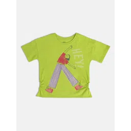 MINI KLUB Girls Printed Round Neck Short Sleeves Cotton Top-picture-23