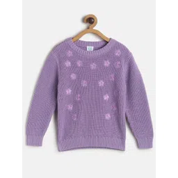MINI KLUB Girls Purple Floral Pullover with Embroidered Detail-picture-26