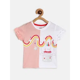 MINI KLUB Girls Round Neck Short Sleeves Graphic Printed Cotton Top-picture-26