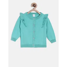 MINI KLUB Girls Sea Green Solid Cardigan-picture-49