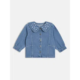 MINI KLUB Girls Spread Collar Self Design Pure Cotton Tailored Jacket-picture-36