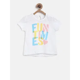 MINI KLUB Girls White & Pink Printed Round Neck T-shirt-picture-26