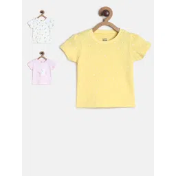 MINI KLUB Girls Yellow & Pink Print Cotton Top-picture-17