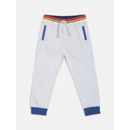 MINI KLUB Infant Boys Grey & Blue Printed Knitted Joggers-picture-53
