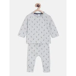 MINI KLUB Infant Boys Grey & Navy Blue Printed Night suit-picture-19