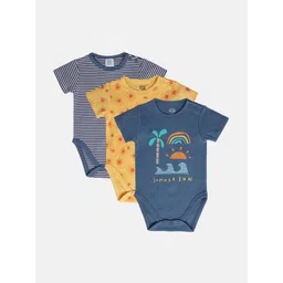 MINI KLUB Infant Boys Pack Of 3 Printed Pure Cotton Bodysuits-picture-20