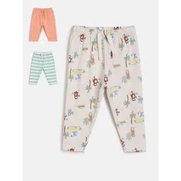 MINI KLUB Infant Boys Pack Of 3 Printed Pure Cotton Track Pants-picture-18