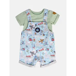 MINI KLUB Infant Boys Printed Dungaree With T-Shirt-picture-30