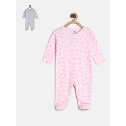 MINI KLUB Infant Girls Pack Of 2 Printed Cotton Sleepsuits-picture-32