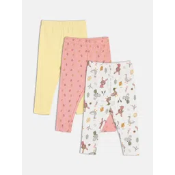 MINI KLUB Infant Girls Pack Of 3 Printed Ankle Length Leggings-picture-37
