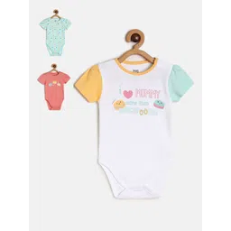 MINI KLUB Infant Girls Pack Of 3 Printed Cotton Bodysuit-picture-55