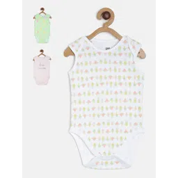 MINI KLUB Infant Girls Pack Of 3 Printed Pure Cotton Bodysuit-picture-13