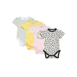 MINI KLUB Infant Girls Pack Of 4 Printed Cotton Bodysuits-picture-43