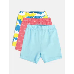 MINI KLUB Infants Boys Pack Of 3 Abstract Printed Mid Rise Cotton Regular Shorts-picture-30