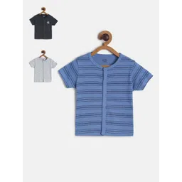 MINI KLUB Infants Boys Pack Of 3 Black & Grey Pure Cotton Printed Jhablas-picture-28