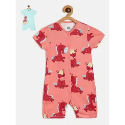 MINI KLUB Infants Girls Pack Of 2 Printed Pure Cotton Rompers-picture-14