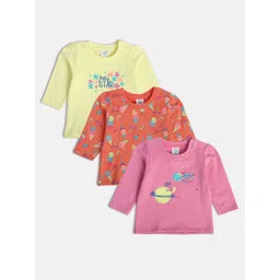 MINI KLUB Infants Girls Pack of 3 Graphic Printed Pure Cotton Top-picture-41