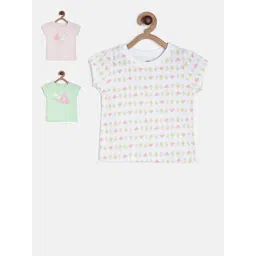 MINI KLUB Infants Girls Pack Of 3 Graphic Printed Pure Cotton Top-picture-40