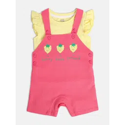 MINI KLUB Infants Girls Printed Pure Cotton Dungaree With Top-picture-17