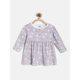 MINI KLUB Kids Girls Grey Polka Dots Printed A-Line Dress-picture-38