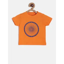 MINI KLUB Kids Orange Printed Pure Cotton Top-picture-12
