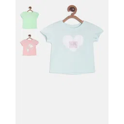 MINI KLUB Pack Of 3 Infant Girls Blue Printed Pure Cotton Top-picture-29