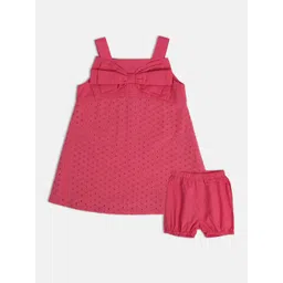 MINI KLUB Polka Dot Printed Shoulder Straps Square Neck Cotton A-Line Dress With Bloomer-picture-18