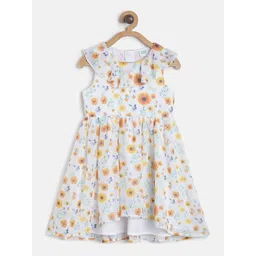 MINI KLUB White & Orange Floral Fit & Flare Dress-picture-23