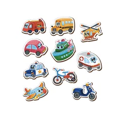 Mini Leaves Kids Set Of 10 Transport Vehicle Wooden Fridge Magnets Cut Outs-picture-18