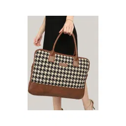 MINI WESST Black Self Design Fabric Detachable Strap Laptop Bag-picture-16