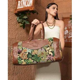 mini wesst Women Leaf Print Duffle Bag-picture-42
