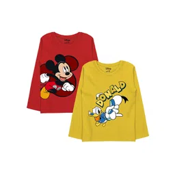 Minicult Boys Pack Of 2 Mickey and Donald Printed Cotton T-shirt-picture-28