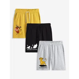 Minicult Boys Pack Of 3 Lion King Printed Cotton Shorts-picture-32