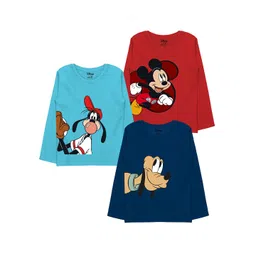 Minicult Boys Pack Of 3 Mickey & Friends Printed Cotton T-shirts-picture-25