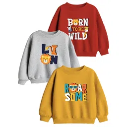 Minicult Kids Cotton Pack of 3 Printed Round Neck Sweatshirt image 1