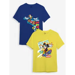 Minicult Kids Pack of 2 Mickey Mouse Printed Cotton T-shirt-picture-30