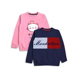 Minicult Kids Pack Of 2 Typography Printed Round Neck Cotton Sweatshirt-picture-34