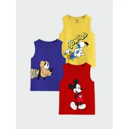 Minicult Kids Pack Of 3 Mickey & Friends Printed Cotton Basic Innerwear Vests-picture-11
