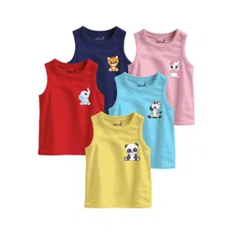 Minicult Kids Pack Of 5 Printed Cotton Basic Vests  VST_PT_E003_20_P5-picture-28